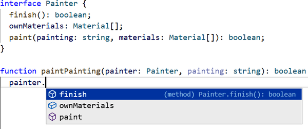 TypeScript suggesting a dropdown of properties starting with 'se' as members of a string.