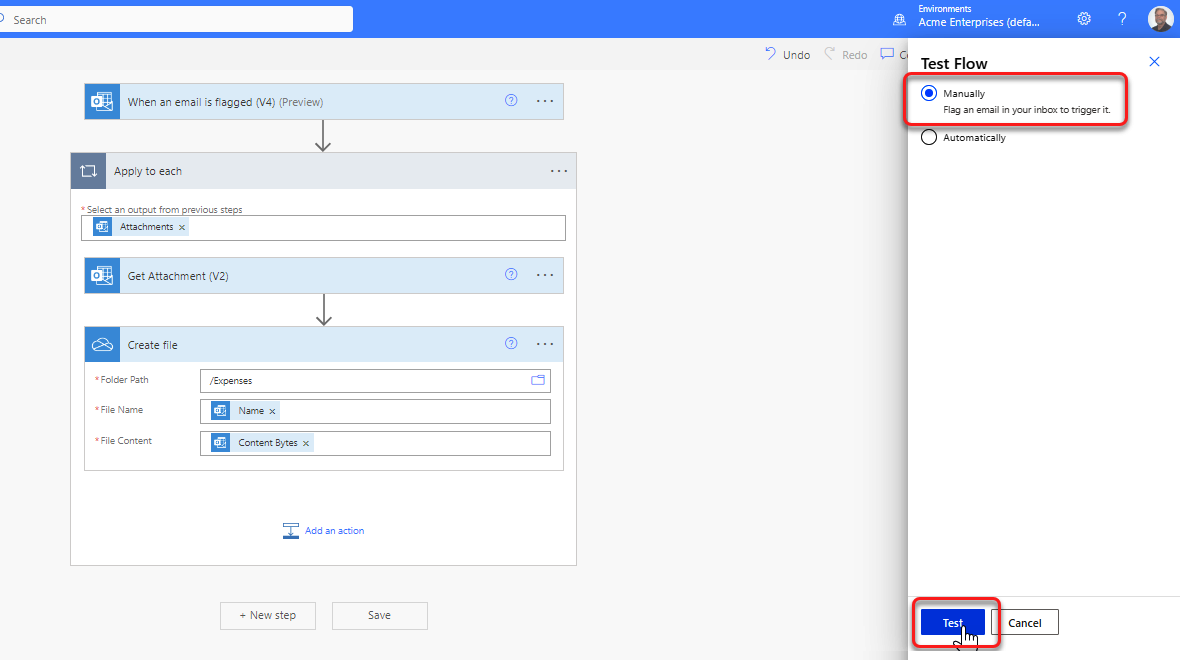 Testing a flow