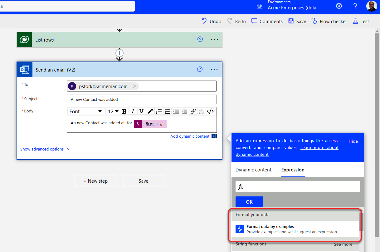 Start  Format data by examples  wizard