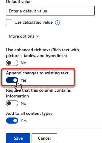 SharePoint updates column settings