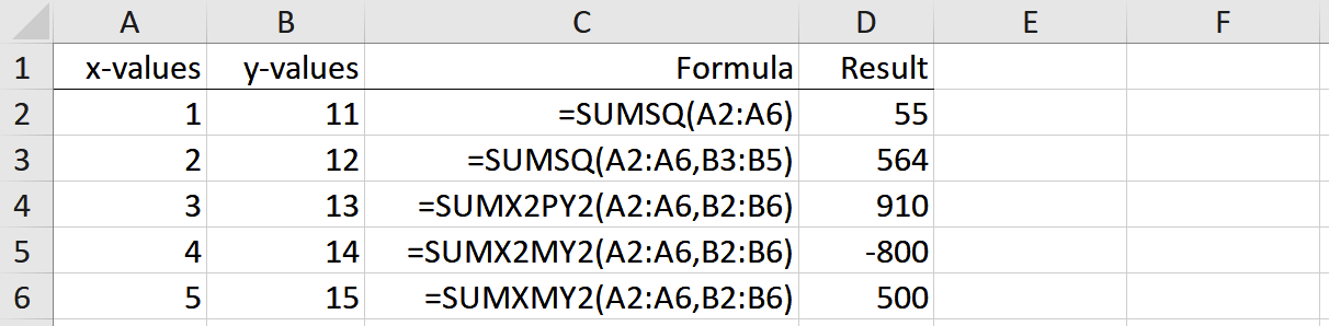 Screenshot showing formulas