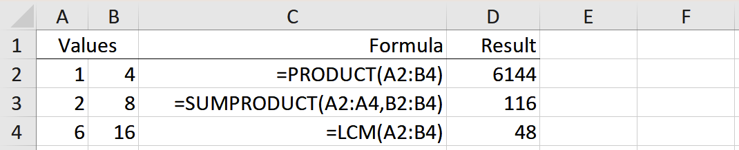 Screenshot showing formulas