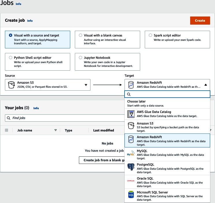 Glue Create job