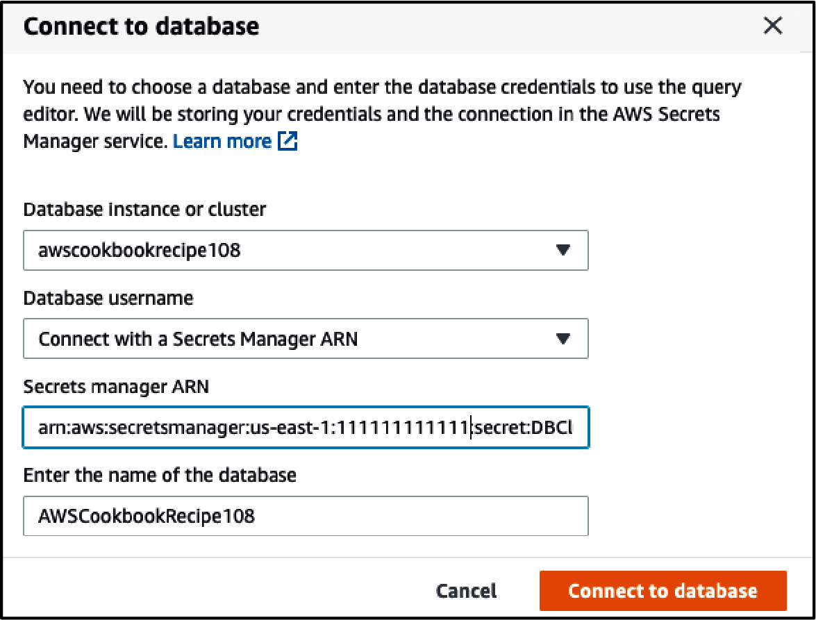 Connect to database settings