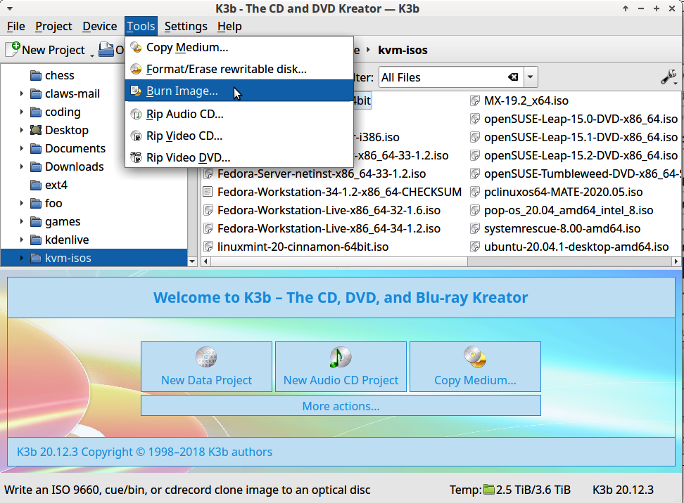 Creating an installation DVD with K3b