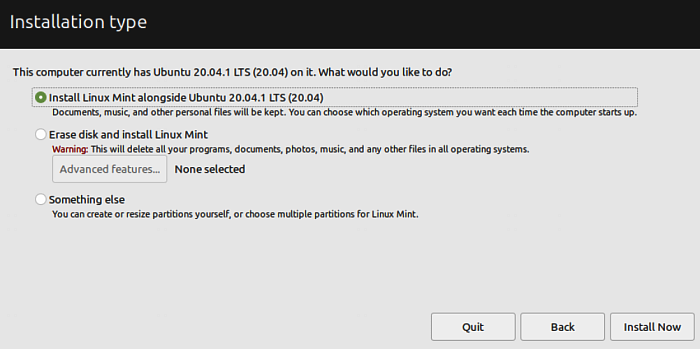 Installing Linux Mint next to Ubuntu