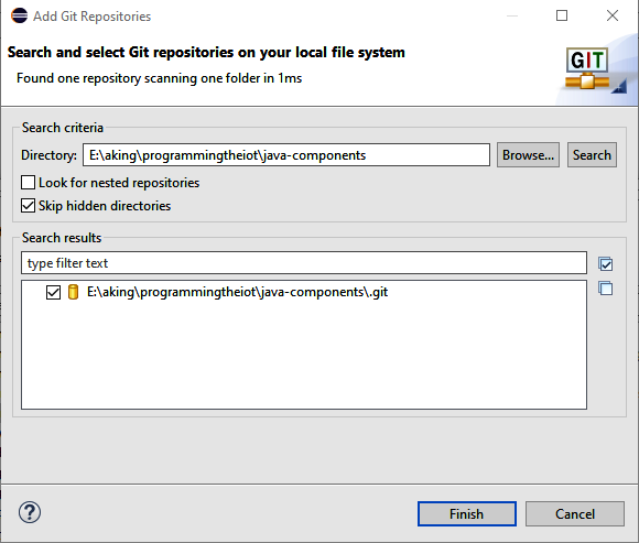 Import java-components from your local Git repository