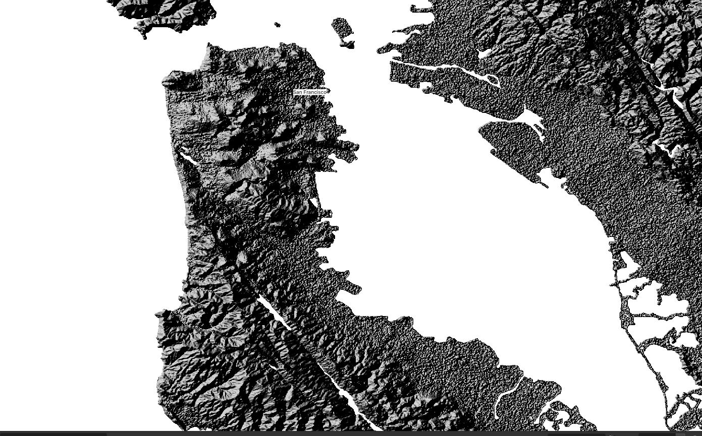 San Francisco depicted as a raster (QGIS)