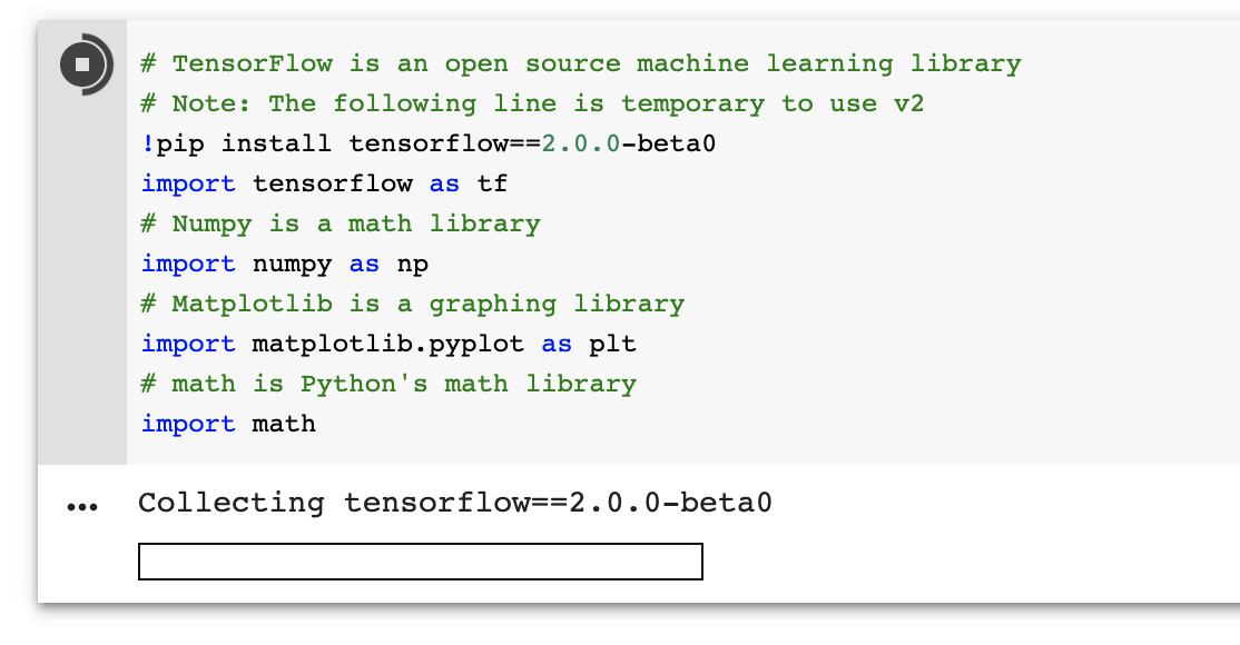 The 'Import dependencies' cell in its running state