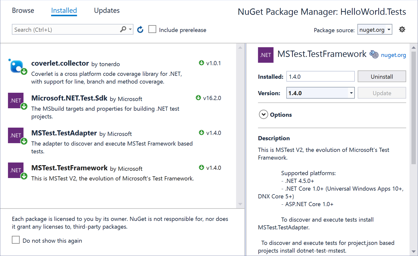 NuGet Package Manager