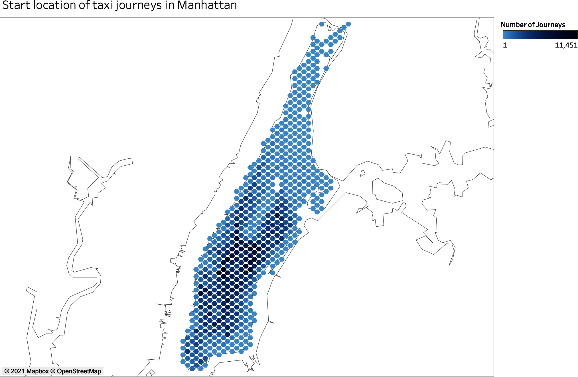 Hex bin map using the same data as in