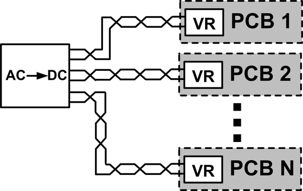 Multi-PCB systems with local voltage regulation