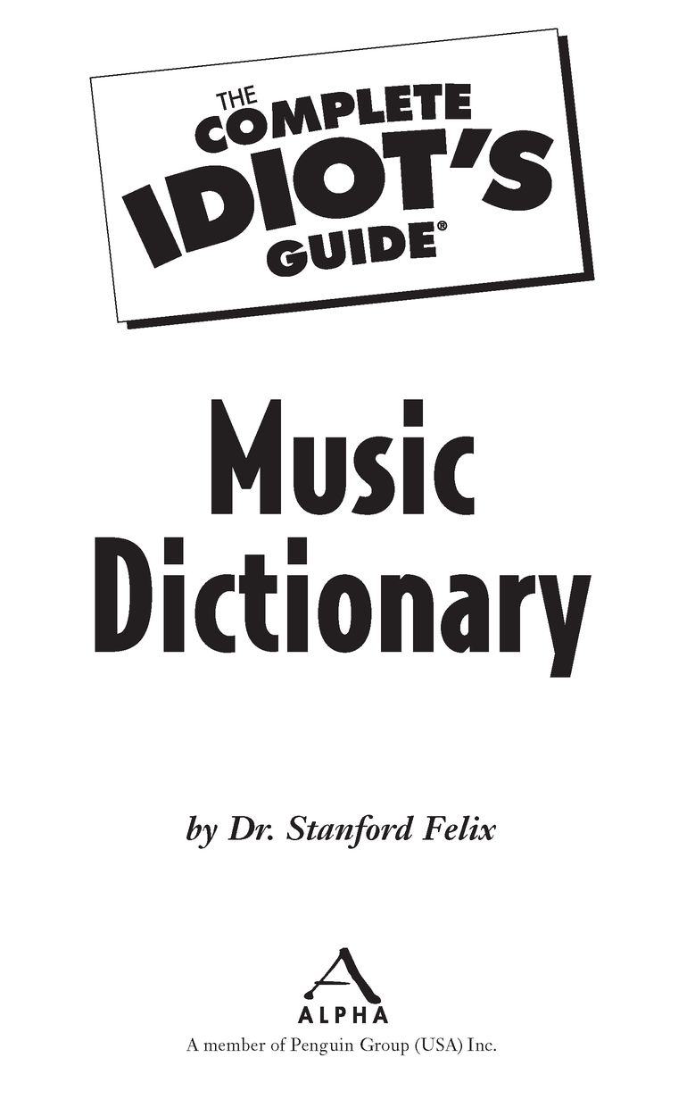 Title Page The Complete Idiots Guide Music Dictionary Book