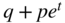 q plus p e Superscript t