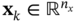 bold x Subscript k Baseline element-of double-struck upper R Superscript n Super Subscript x