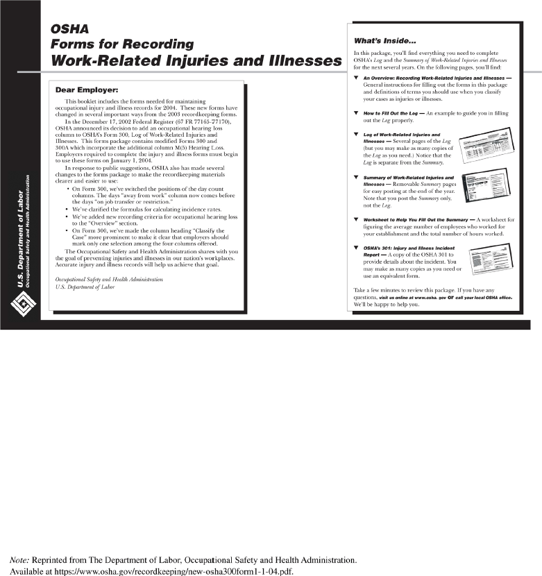 Figure depicting OSHA Form 300.