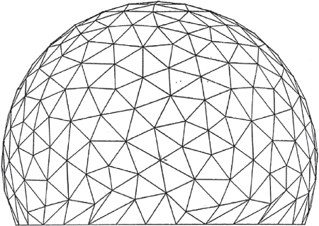 Diagrammatic illustration of the geometry of a typical space frame radome.