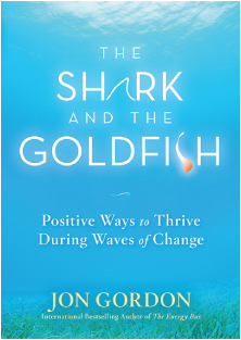 A cover page of a book titled, the Shark and the Goldfish.