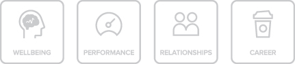 Diagrammatic illustration depicting the factors of well-being, performance, relationships, and career.