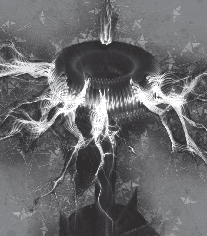 Figure depicts a toroid over which leaked magnetic field is visible.