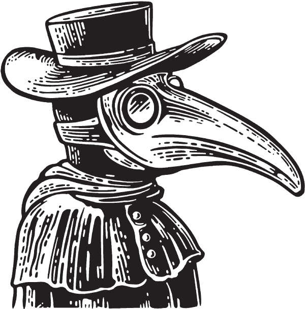 Schematic illustration of a Plague Doctor.