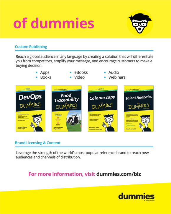 Life made easier by reading books and eBooks, watching videos, and listening to audios and Webinars online. For more information, visit dummies.com/biz.