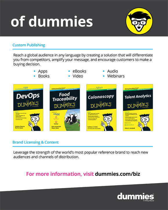 Life made easier by reading books and eBooks, watching videos, and listening to audios and Webinars online. For more information, visit dummies.com/biz.