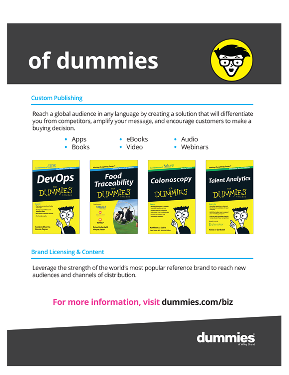 Life made easier by reading books and eBooks, watching videos, and listening to audios and Webinars online. For more information, visit dummies.com/biz.