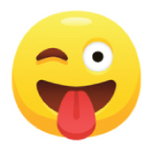 Schematic illustration of laughing with tongue out emoji.