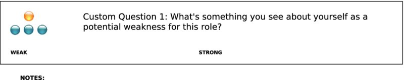 The figure shows the sample of an interview guideline, titled “Custom Question 1: What’s something you see about yourself as a potential weakness for this role?”