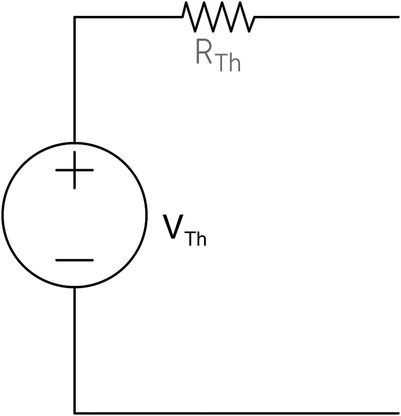 Thévenin equivalent circuit having a voltage source labeled VTh and a resistor labeled RTh.