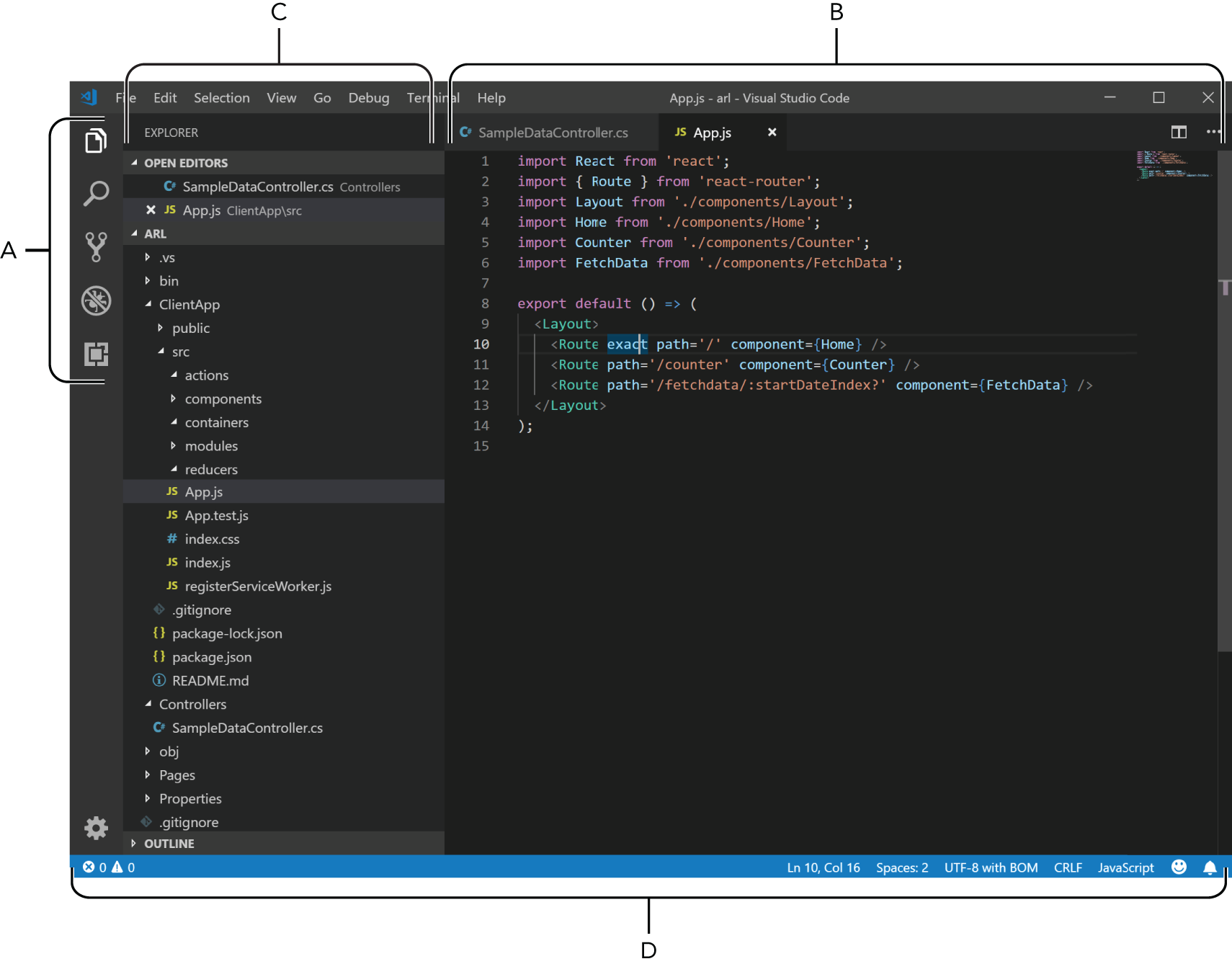 Screenshot of overall view of Visual Studio Code