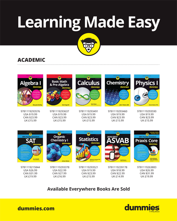 Learning academics made easy and interesting, bringing personalized classrooms to the convenience of your home. Available online at dummies.com.