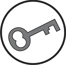 Diagrammatic representation of a key, which symbolizes cryptography.