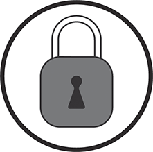 Diagrammatic representation of a lock, which symbolizes access control.