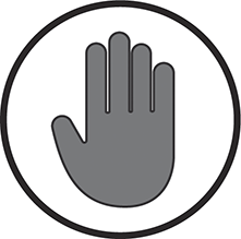 Diagrammatic representation of a single shaded hand, which symbolizes privacy.