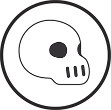 Diagrammatic representation of a skull, which symbolizes human frailty.