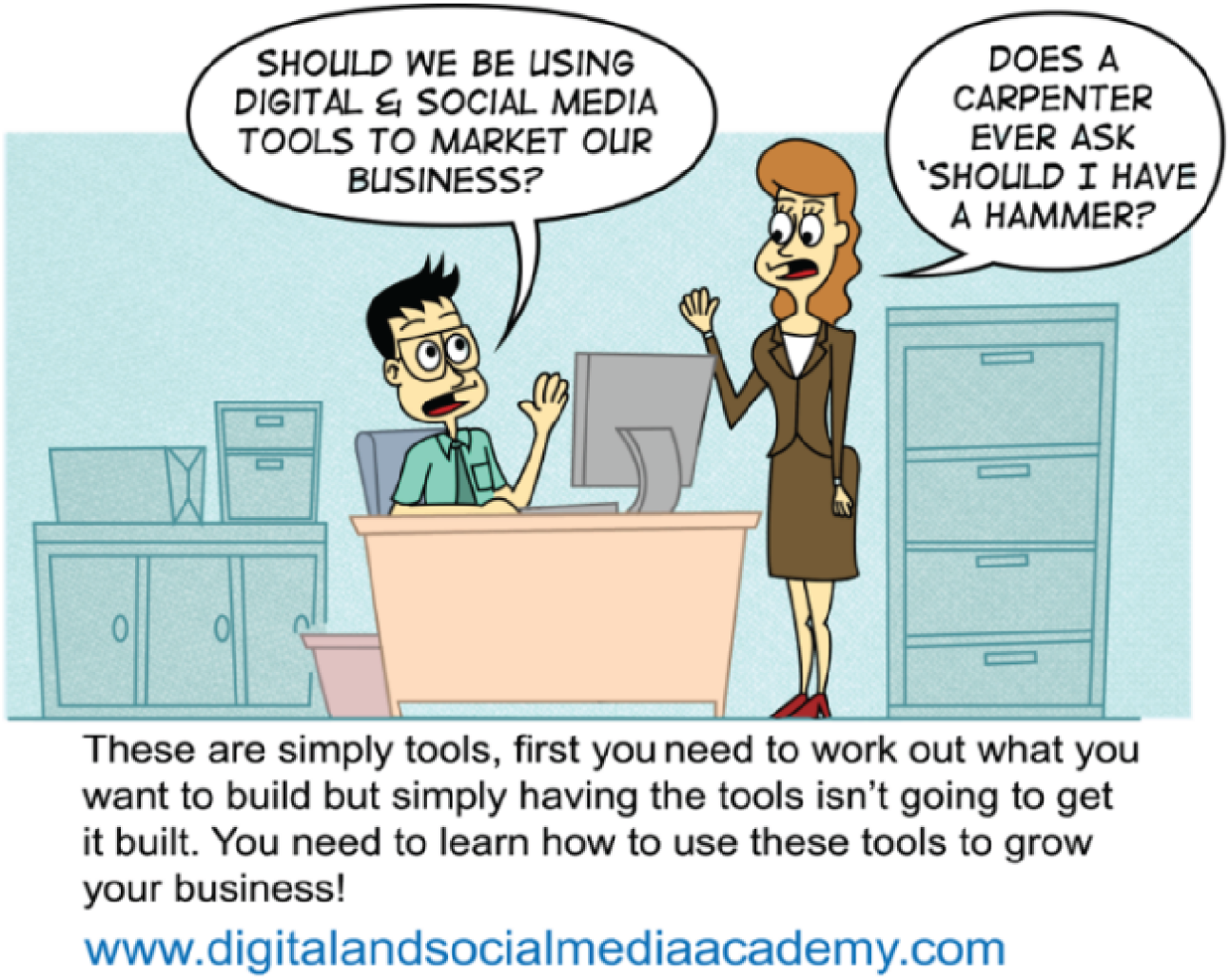 Cartoon highlighting the importance and need for digital marketing.