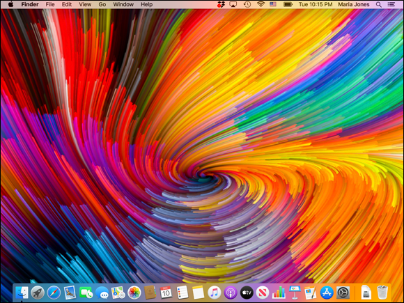 Snapshot of the MacBook desktop background with personalizing Dock icons.