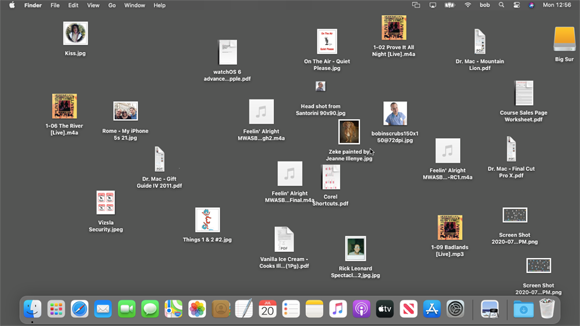 Snapshot of a messy, disorganized desktop.