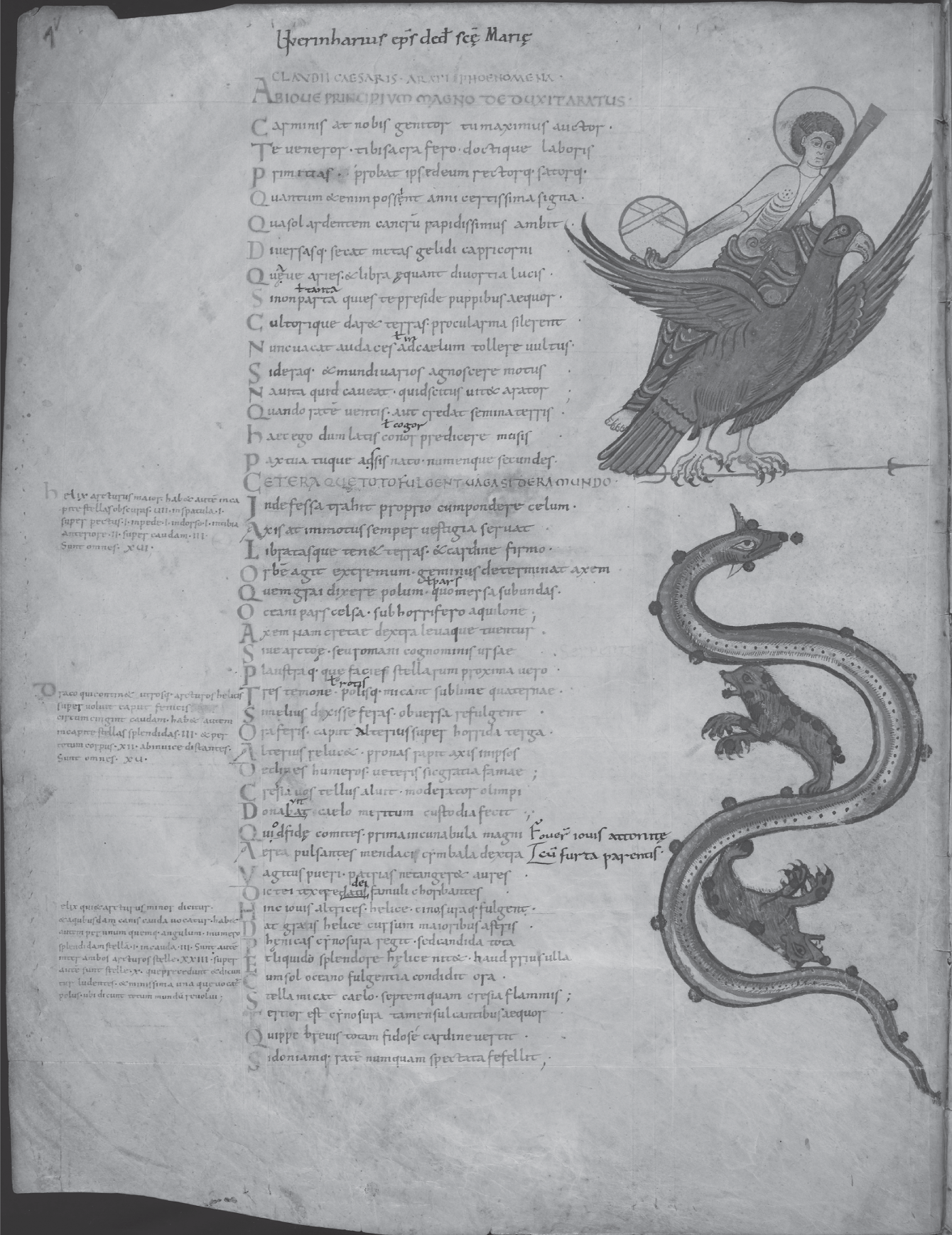 Schematic illustration of a page of a eleventh century manuscript with glosses.