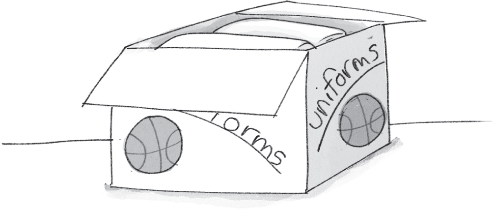 Schematic illustration of the box of new uniforms.