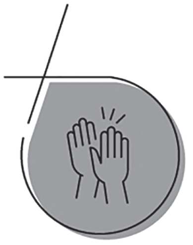 Schematic illustration of a symbol representing two hands.