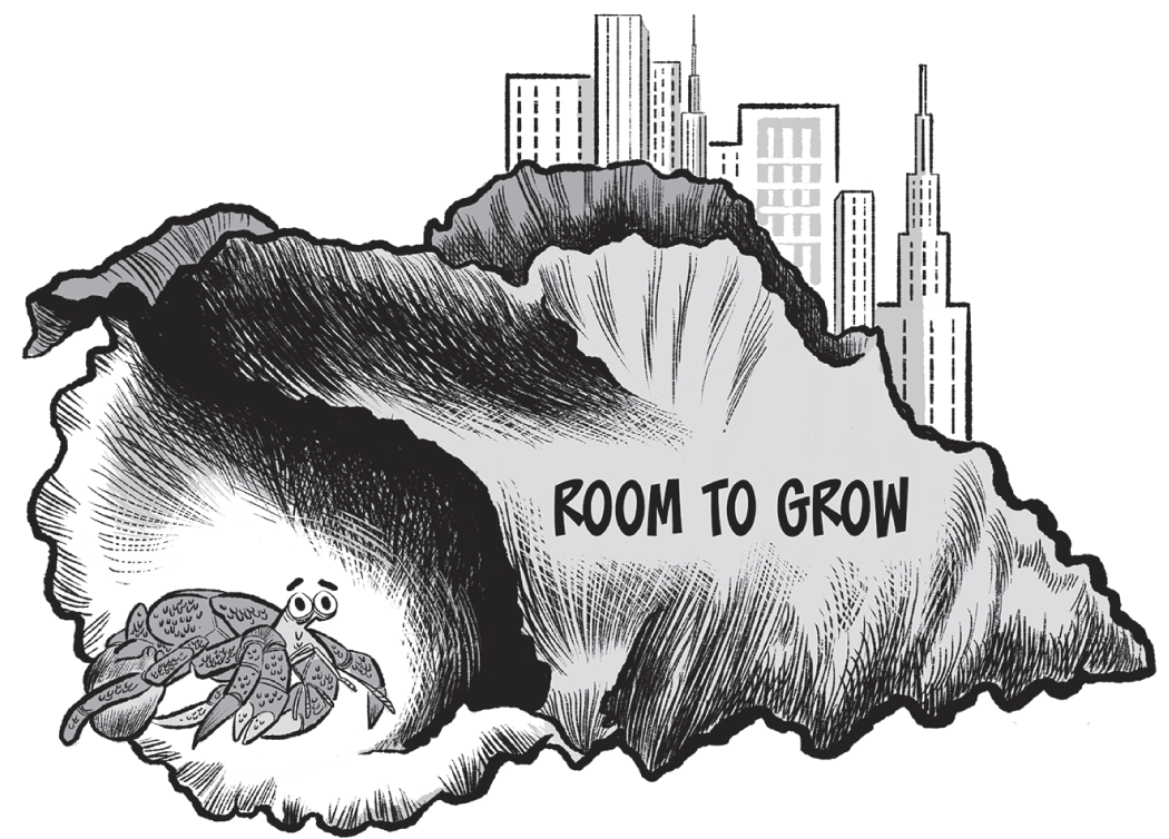 Schematic illustration of leaving room to grow.