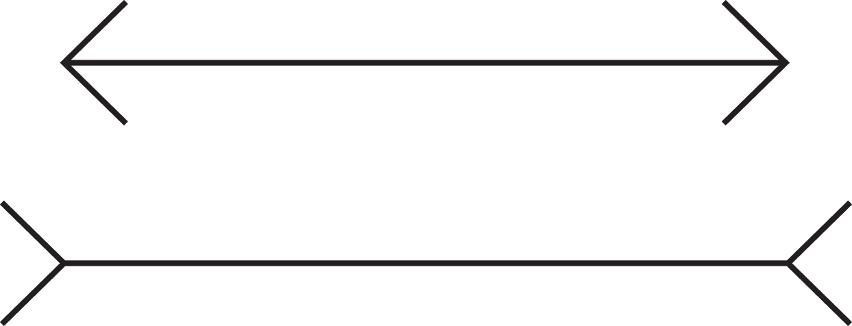 Schematic illustration of two arrow lines determining which line is Longer.