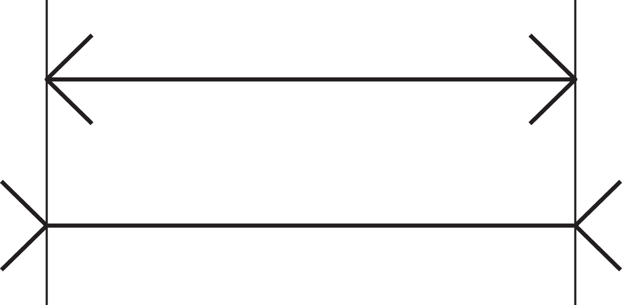 Schematic illustration of two arrow lines determining which line is Longer.