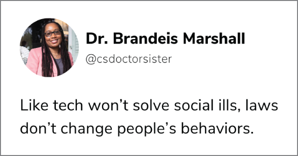 A tweet from Dr. Brandeis Marshall.