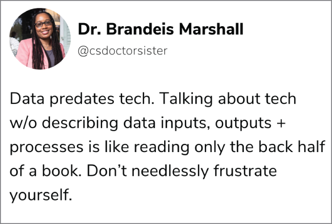 A tweet from Dr. Brandeis Marshall.