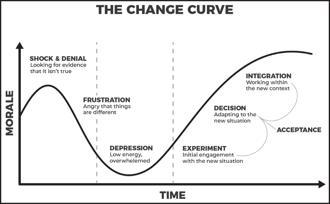 Schematic illustration of Kubler‐Ross Change Curve.