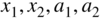 x 1 comma x 2 comma a 1 comma a 2